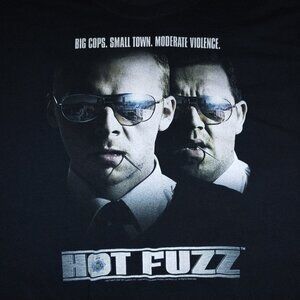 Hot Fuzz Black T-Shirt 3XL Simon Pegg Graphic Tee